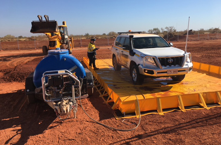 Portable weed and seed washdown bay for vehicle and equipment clean down
